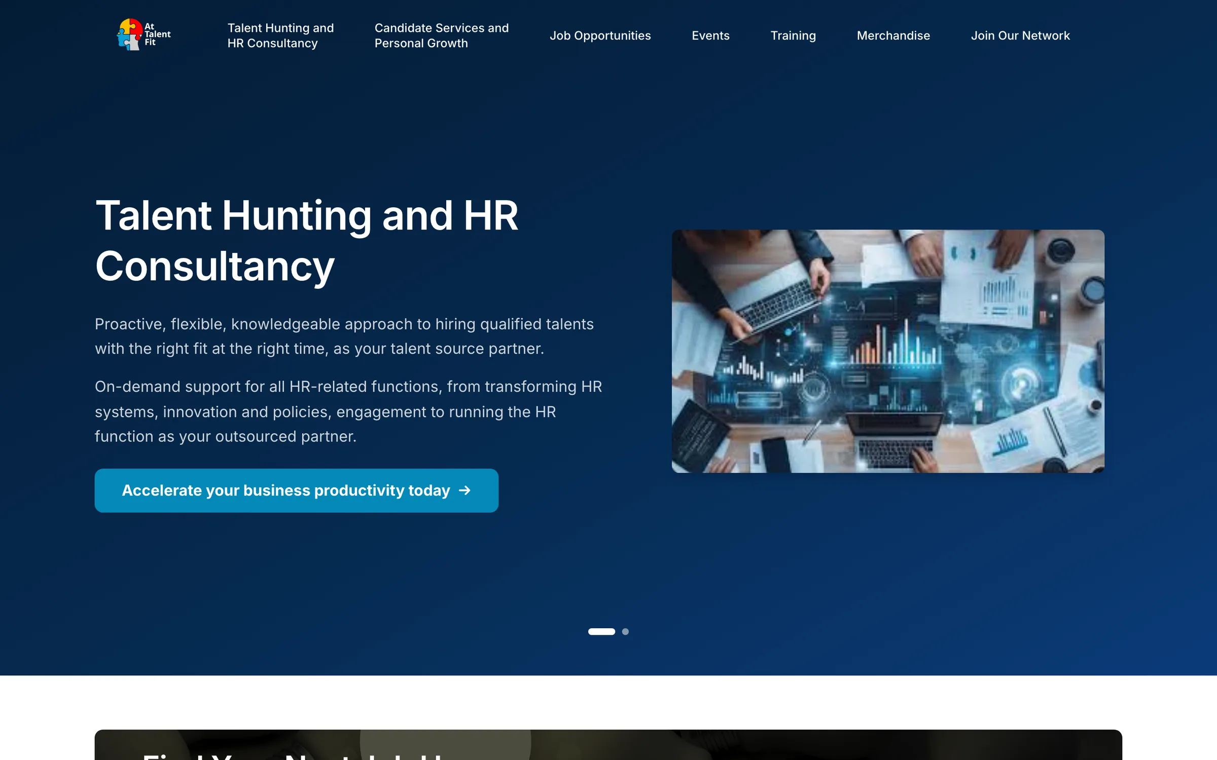 The live AtTalentFit platform homepage.